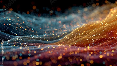 Vivid flying shapes dancing above earth line in abstract animation style