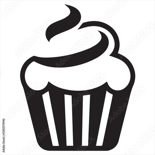 Silhouette Style Vector Cupcake Muffin Logo Design – Bakery Dessert Icon for Pastry Shop Branding, Cafe Menus, Sweet Treat Packaging, Food Blog Graphics, and Confectionery Marketing Materials