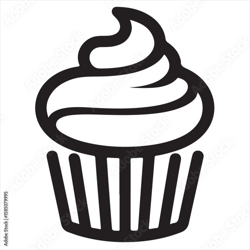 Silhouette Style Vector Cupcake Muffin Logo Design – Bakery Dessert Icon for Pastry Shop Branding, Cafe Menus, Sweet Treat Packaging, Food Blog Graphics, and Confectionery Marketing Materials