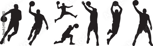 Basketball players in action silhouettes sport vector, isolated on white background, cutout, png, clipping path, transparent, image, download, 2025,2026 download