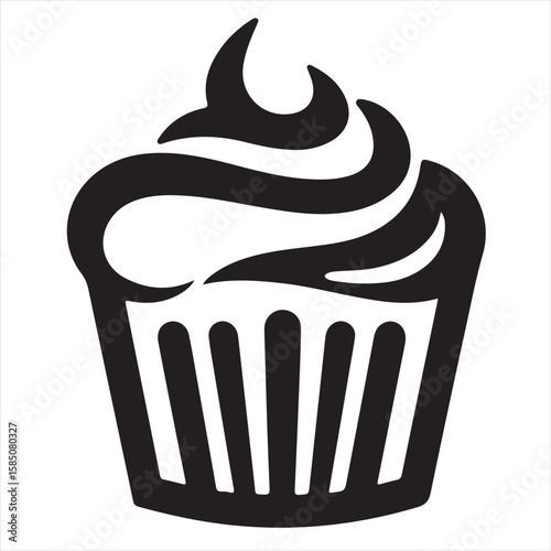 Silhouette Style Vector Cupcake Muffin Logo Design – Bakery Dessert Icon for Pastry Shop Branding, Cafe Menus, Sweet Treat Packaging, Food Blog Graphics, and Confectionery Marketing Materials