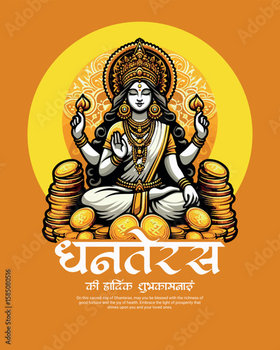 Happy Dhanteras Celebration Indian Festival Dhanatrayodashi Diwali First Day Illustration or Social Media Template