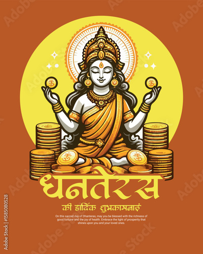 Happy Dhanteras Celebration Indian Festival Dhanatrayodashi Diwali First Day Illustration or Social Media Template