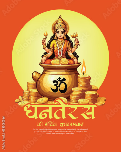 Happy Dhanteras Celebration Indian Festival Dhanatrayodashi Diwali First Day Illustration or Social Media Template