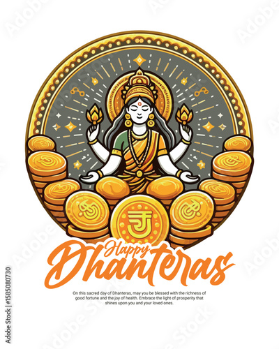 Happy Dhanteras Celebration Indian Festival Dhanatrayodashi Diwali First Day Illustration or Social Media Template