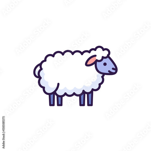 Adorable lamb or sheep vector illustration. A minimalist farm animal character icon with a fluffy coat, isolated on a white background.