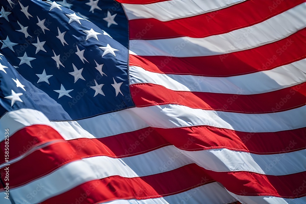Fototapeta premium ia generated. Waving United States flag, patriotic symbol on neutral background.
