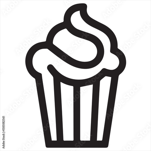Silhouette Style Vector Cupcake Muffin Logo Design – Bakery Dessert Icon for Pastry Shop Branding, Cafe Menus, Sweet Treat Packaging, Food Blog Graphics, and Confectionery Marketing Materials