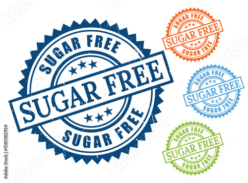 Sugar Free Approved Stamp Bundle, Grunge Style No Sugar Food Labels  