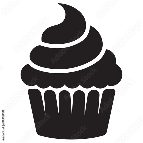 Silhouette Style Vector Cupcake Muffin Logo Design – Bakery Dessert Icon for Pastry Shop Branding, Cafe Menus, Sweet Treat Packaging, Food Blog Graphics, and Confectionery Marketing Materials
