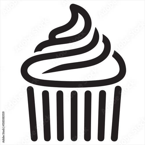 Silhouette Style Vector Cupcake Muffin Logo Design – Bakery Dessert Icon for Pastry Shop Branding, Cafe Menus, Sweet Treat Packaging, Food Blog Graphics, and Confectionery Marketing Materials