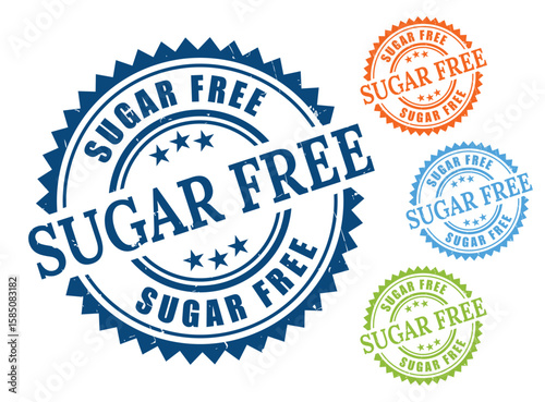 Sugar Free Label Pack, Grunge Rubber Clean Eating Vector Stamp Set  