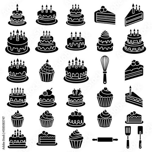 Sweet Celebrations A Vector Collection of Cakes and Desserts for Festive Moments and Party Decor