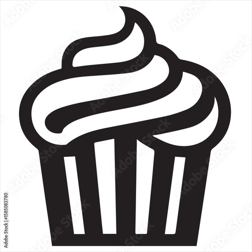 Silhouette Style Vector Cupcake Muffin Logo Design – Bakery Dessert Icon for Pastry Shop Branding, Cafe Menus, Sweet Treat Packaging, Food Blog Graphics, and Confectionery Marketing Materials