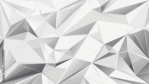 Vector art of a dynamic abstract background composed of sharp geometric triangles and polygons in shades of white and gray