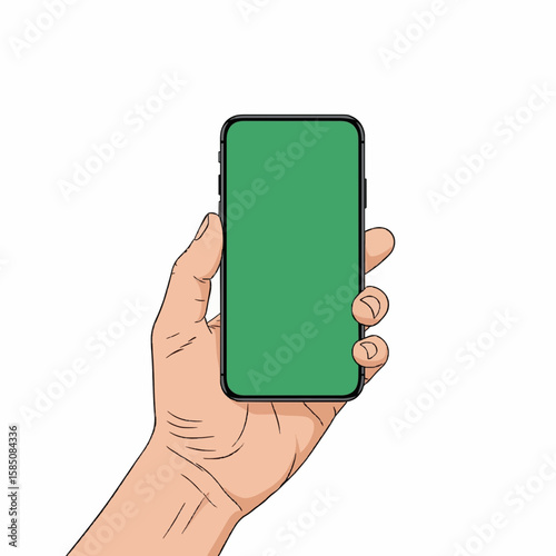 hand holding smart phone with blank screen