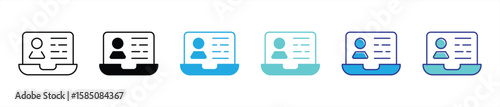 digital identity snapshot icon set. contain online profiles, student portals, virtual presence representation thin line and color style icon symbol sign for your app web. vector illustration