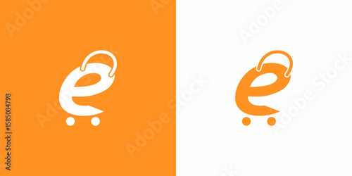 Creative Logo Letter E with Shopping Cart, Illustration, Design Inspiration, Vector, Icon