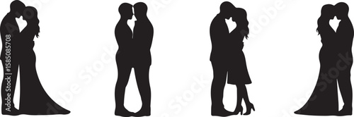 Couples embracing silhouettes embrace love vector, isolated on white background, cutout, png, clipping path, transparent, image, download, 2025,2026 download