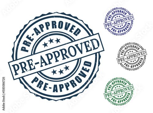 Pre-Approved Seal Set, Grunge Rubber Authorization Label Vector Pack  