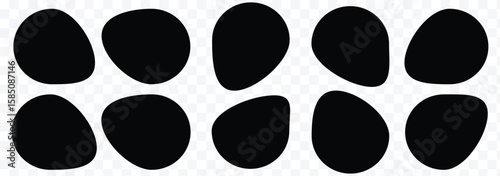 Random organic blob shapes. Black cube drops. Liquid organic amoeba silhouette blob in modern style. Various shapes of irregular blobs. organic blob shape irregular form abstract vector illustration 