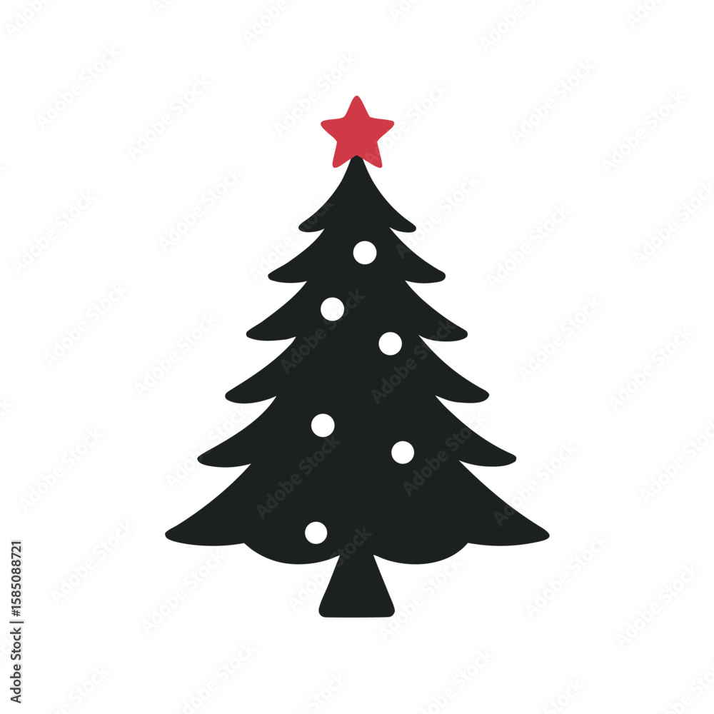 Fototapeta premium Holiday Decorated Christmas Tree Illustration