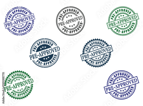 Diverse Pre-Approved Grunge Rubber Stamp Collection, Official Approval Vector Set