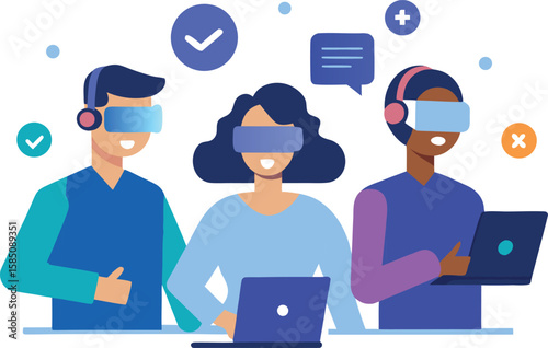 colleagues using vr headsets to collaborate