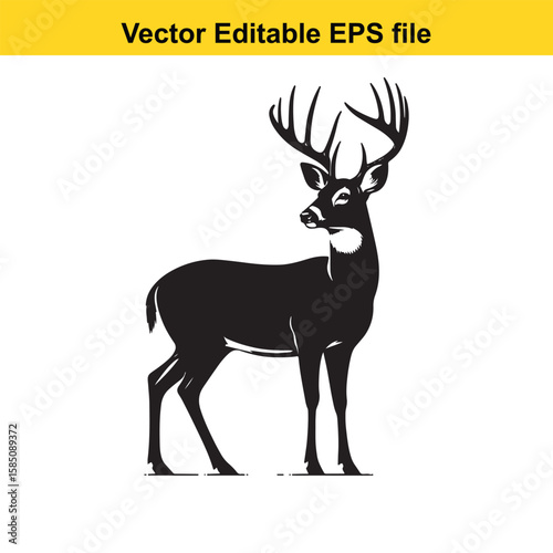 Majestic deer with large antlers standing proudly