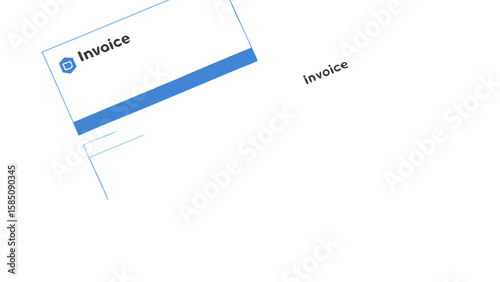 A close up of a white invoice document with blue accents and the word invoice printed on it twice