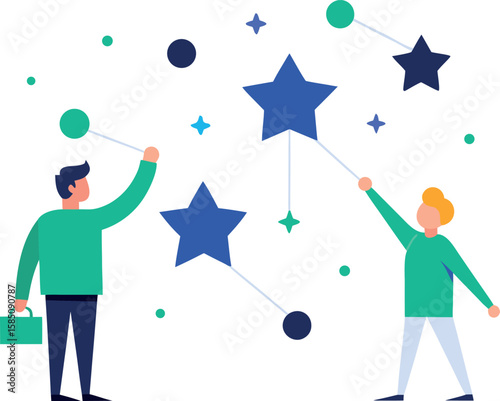 people arranging stars in a constellation
