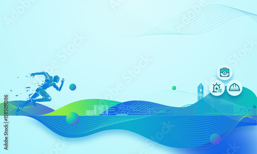 Fototapeta Naklejka Na Ścianę i Meble -  vector illustration of an abstract background with waves