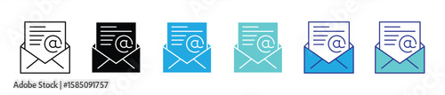 mail icon set. contain communication, notification, e-learning engagement thin line and color style icon symbol sign for your app web. vector illustration