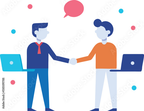 professionals shaking hands across platforms