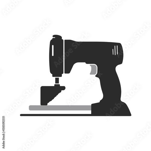 An illustration of an electric tool on white background, depicting a hole puncher. This illustration of an electric tool is perfect for industrial projects, tool concepts and depicting workshop tools.