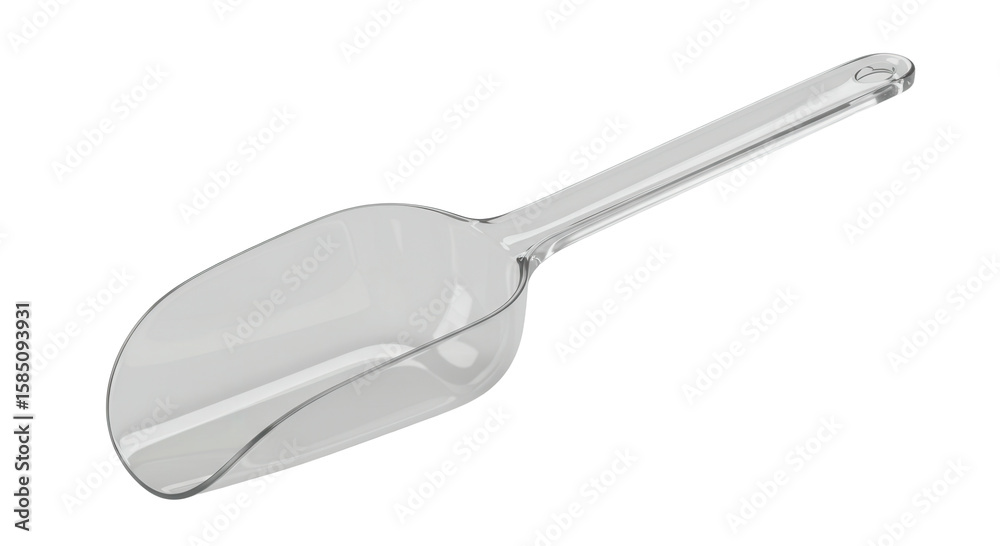 Fototapeta premium Clear plastic scoop for measuring ingredients on white background 