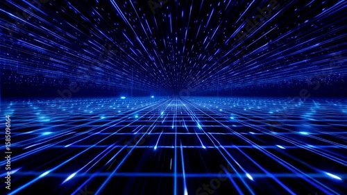 Futuristic Blue Light Grid Animation/未来的な青い光グリッドアニメーション8