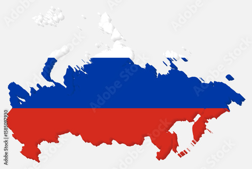 3D Maps of Russia with Russia Flag Europe Country