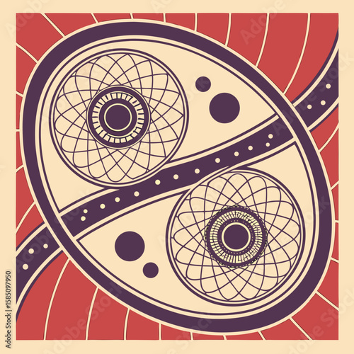 Abstract background with dotted metabolic pattern, vector illustration. Geometric texture in the form of infinity.