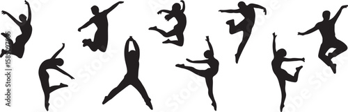 Silhouettes of dancers in various dynamic poses ballet movement vector, isolated on white background, cutout, png, clipping path, transparent, image, download, 2025,2026 download