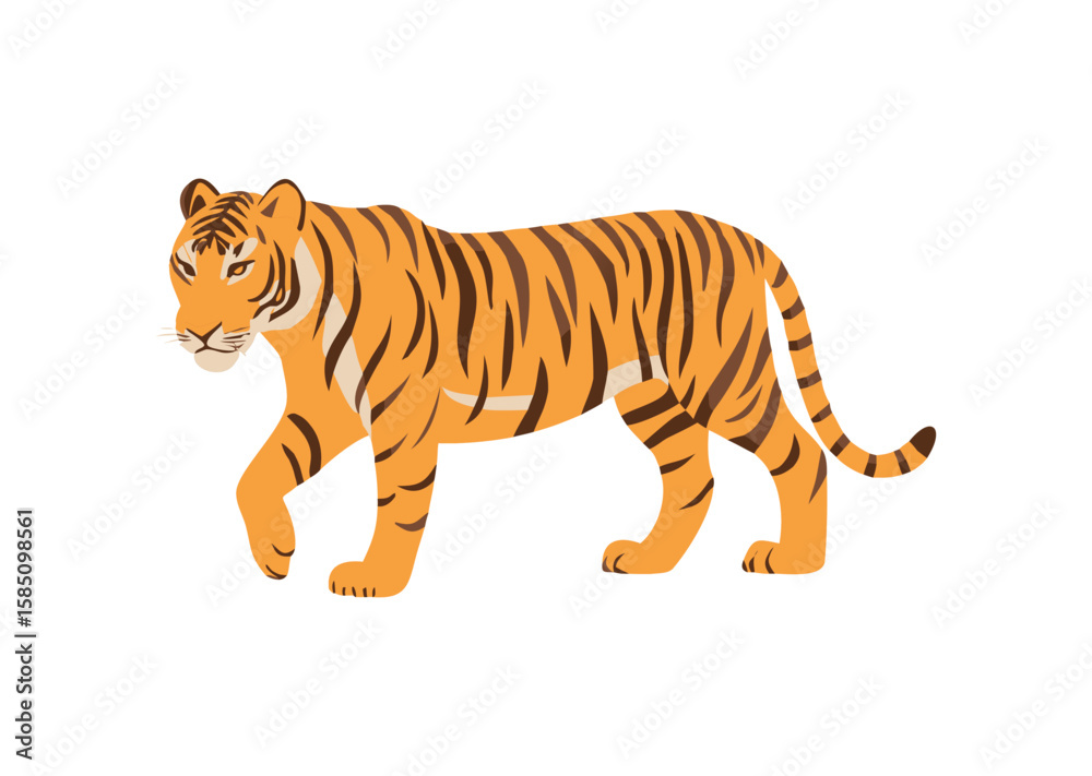 Obraz premium Realistic Tiger Vector, Tiger Icon Illustration