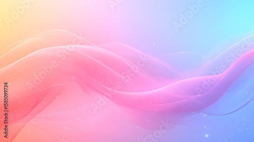 A dreamy abstract representation in pastel colors, featuring fluid flowing forms and star-like accents