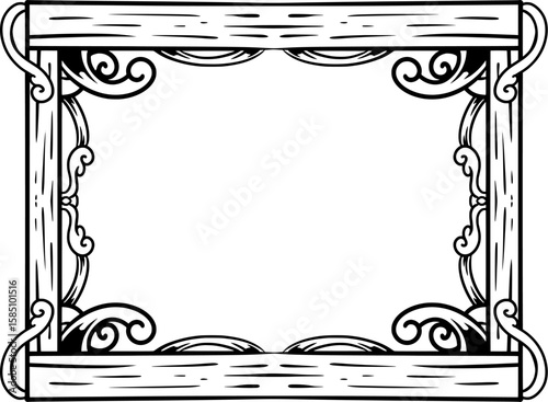 wooden board frame ornament with a little carving