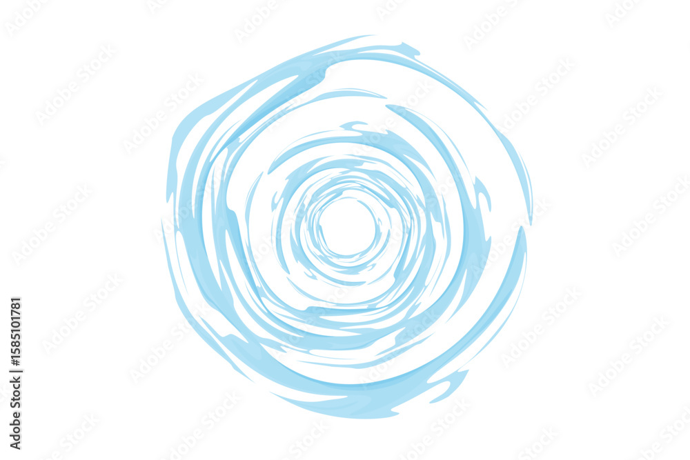 Fototapeta premium Circular water vortex or swirl illustration vector, isolated on white background. Concentric flowing lines that create a sense of depth and movement whirlpool