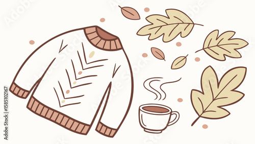 A cozy scene featuring a steaming mug of hot chocolate with marshmallows and a pair of warm, patterned socks.