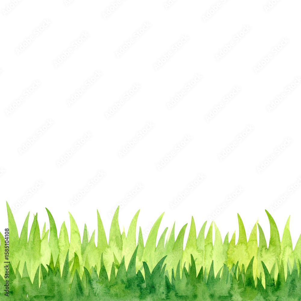 Fototapeta premium Fresh green grass, perfect for a vibrant nature background or an isolated lawn design, evokes the essence of a summer meadow