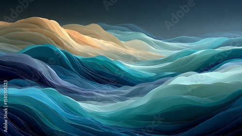Wallpaper Mural Gentle waves in layered blue tones forming abstract noise filled design with soft light transitions Torontodigital.ca
