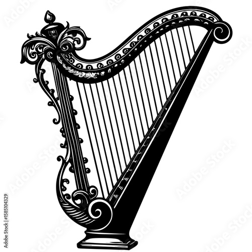 harp isolated on white