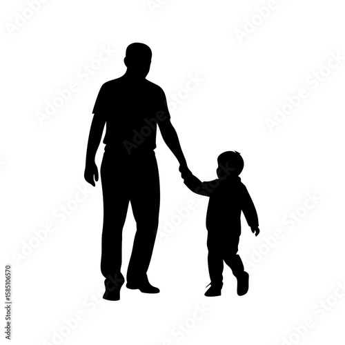 Father and Child Silhouette Vector Illustration – Family Bond Design