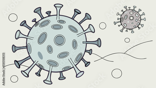 Artistic illustration of a virus, depicting its structure and potential for infection.